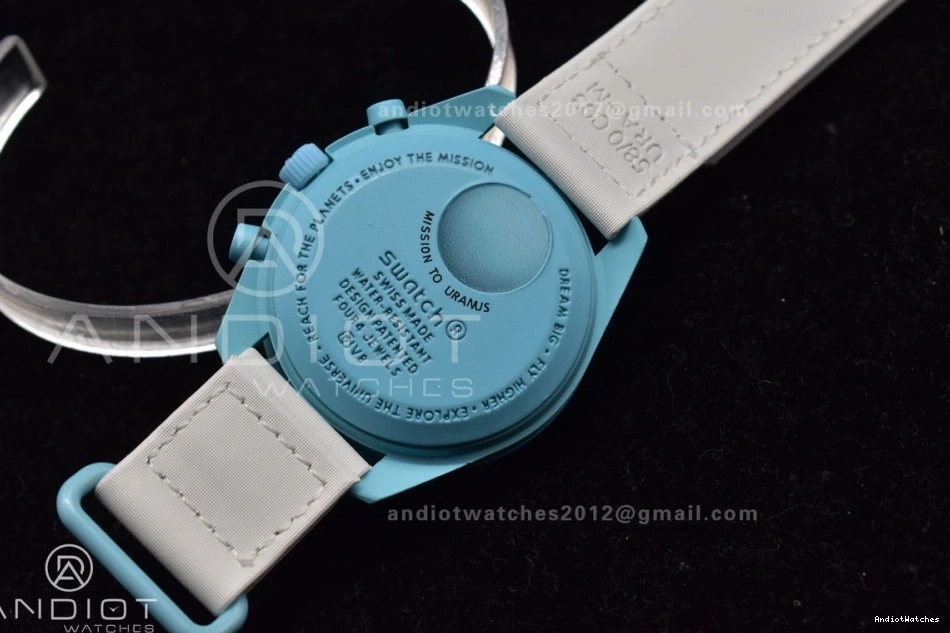 Quartz Nylon Strap Mission Flexible x Bioceramic Uranus to Omega on Swatch Moonwatch 1178 0903